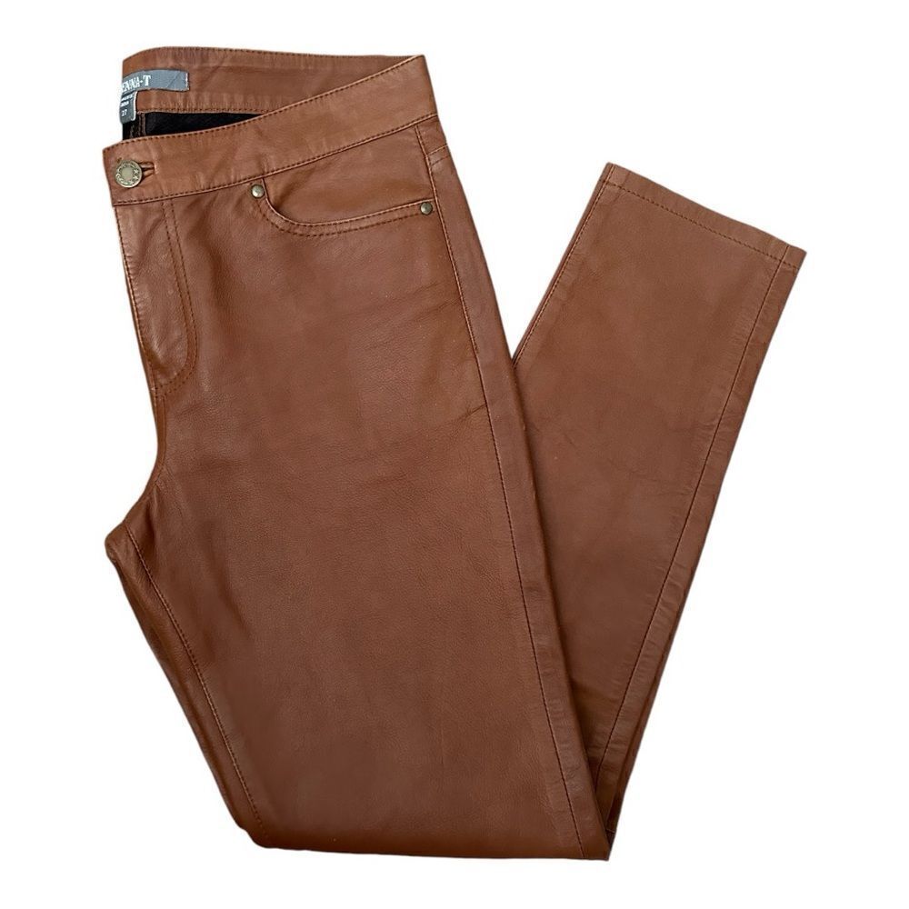 Kenna T Leather Pants Pony Brown Tan Size 27